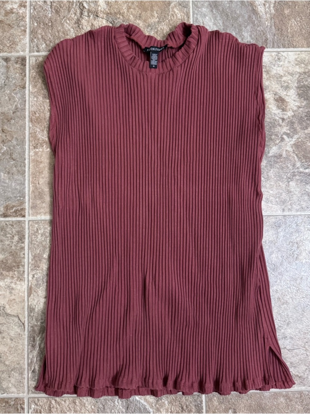 Eileen Fisher Women’s Size 1X Ribbed TENCEL Sleeveless Top Dusty Rose Mauve
